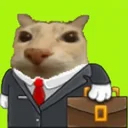 Clean intern cat mascot in a suit holding a briefcase